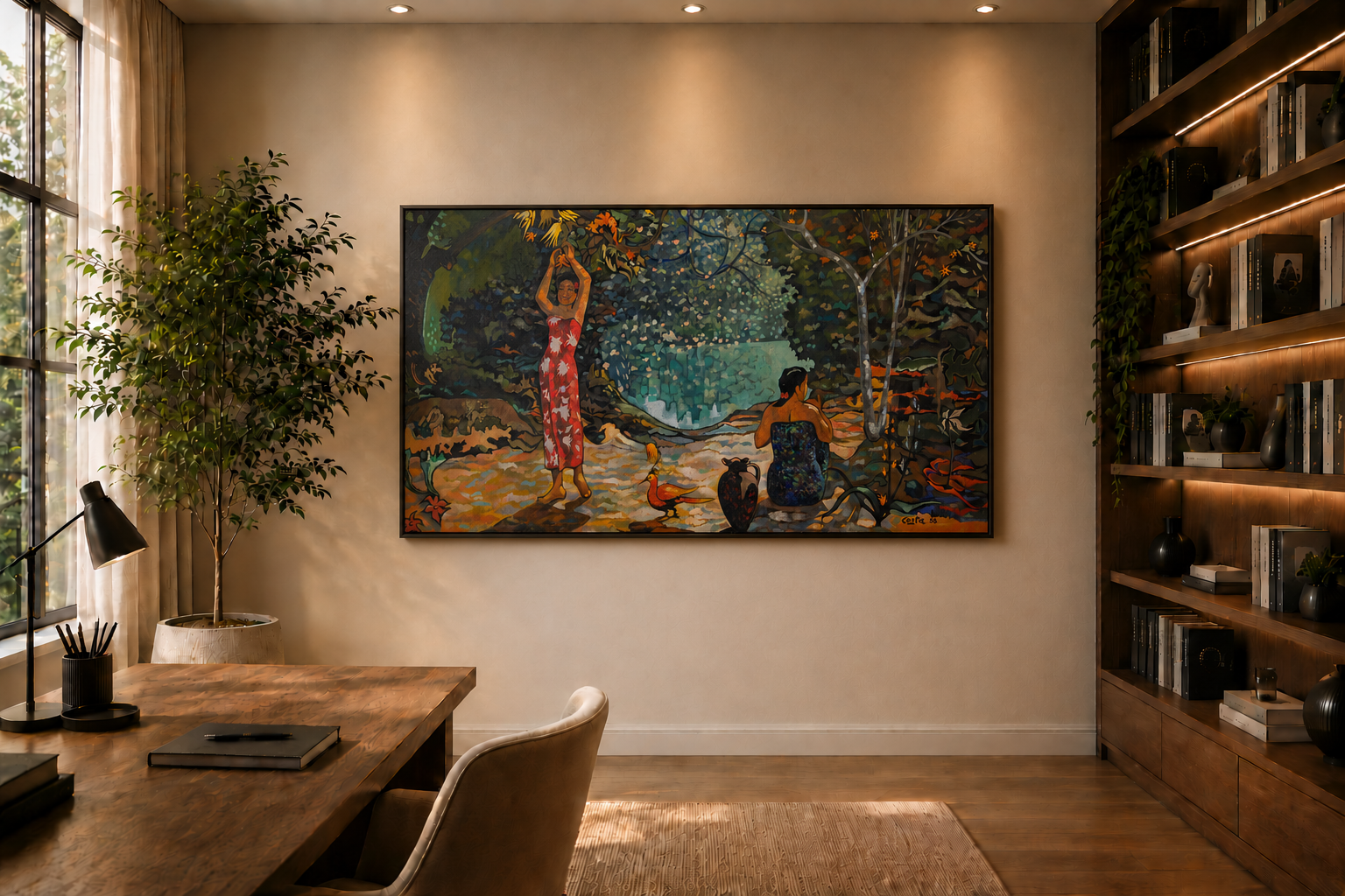 Tableau Tahiti paysage polynésien exotique - peinture art des îles tropicales