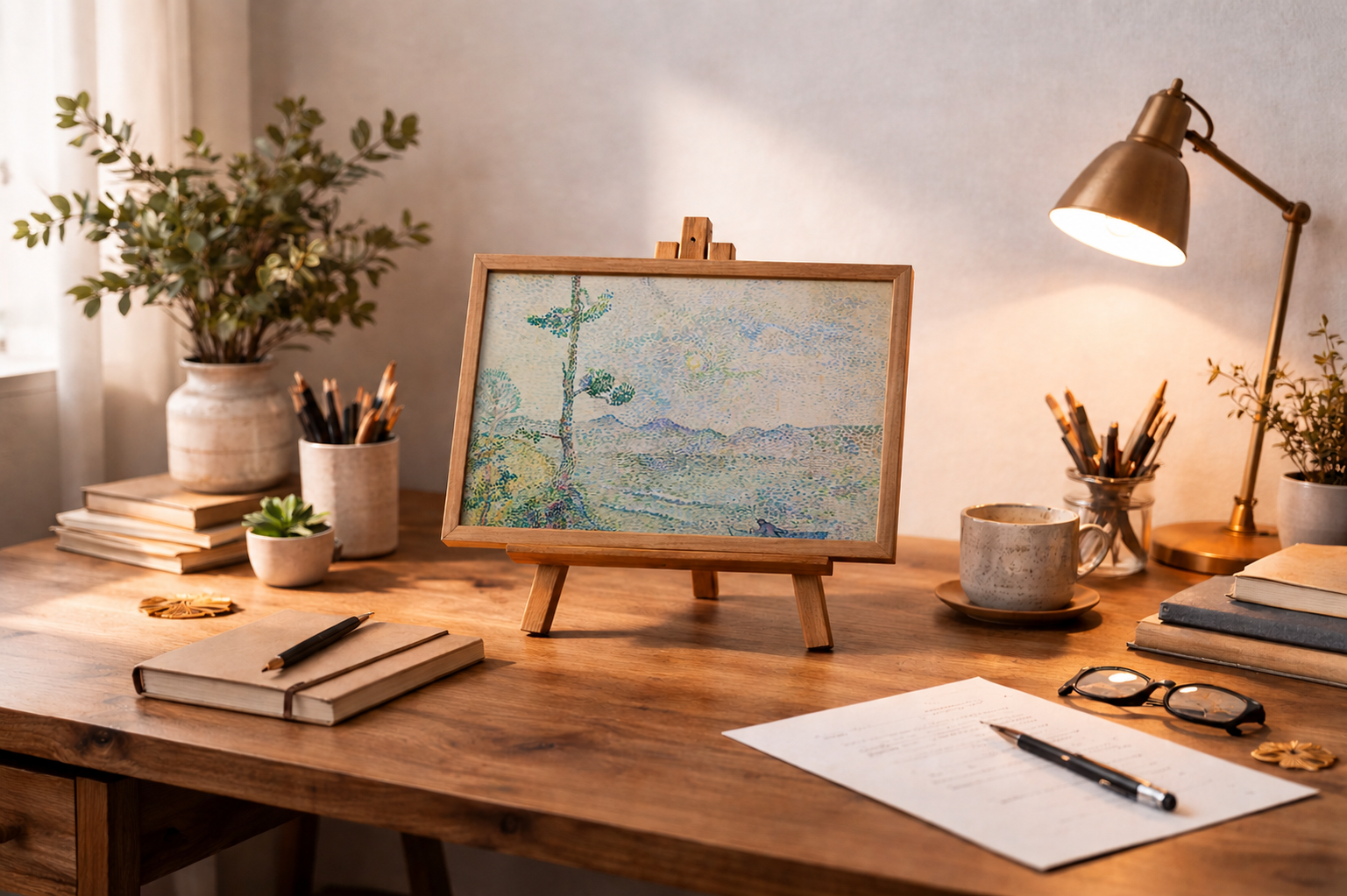 Tableau matin côte maritime lumière - peinture paysage marin lever soleil