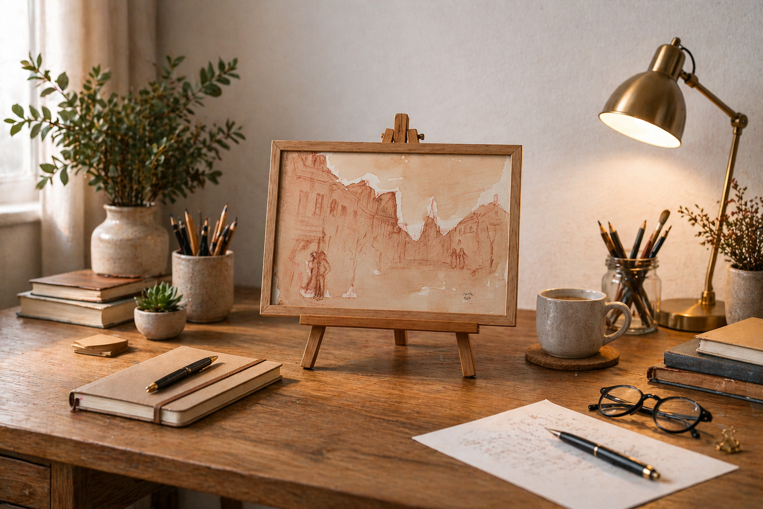 Tableau urbain – Rue au Lavis Sépia