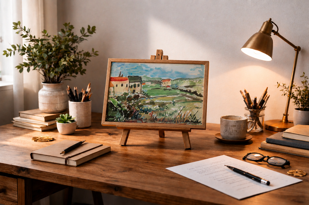 "Tableau maisons rurales campagne - peinture paysage champêtre rustique"