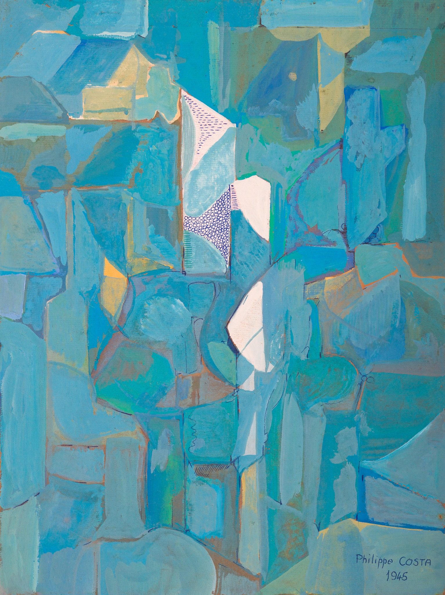 Cité de lumière azur - Reproduction Gouache