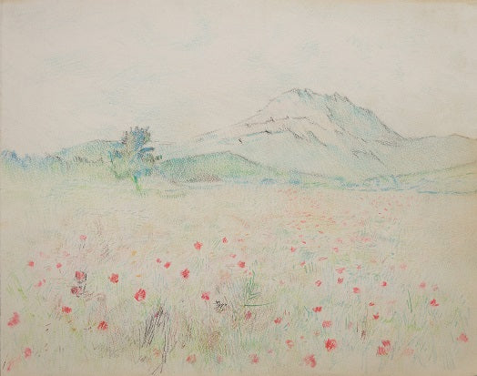  "Tableau champ de coquelicots rouges - peinture florale nature champêtre"
