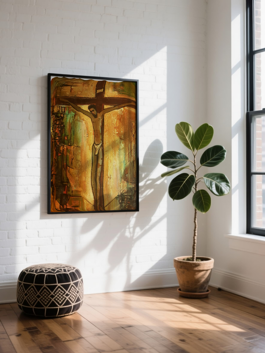 Tableau crucifixion du Christ - peinture art religieux chrétien sacré