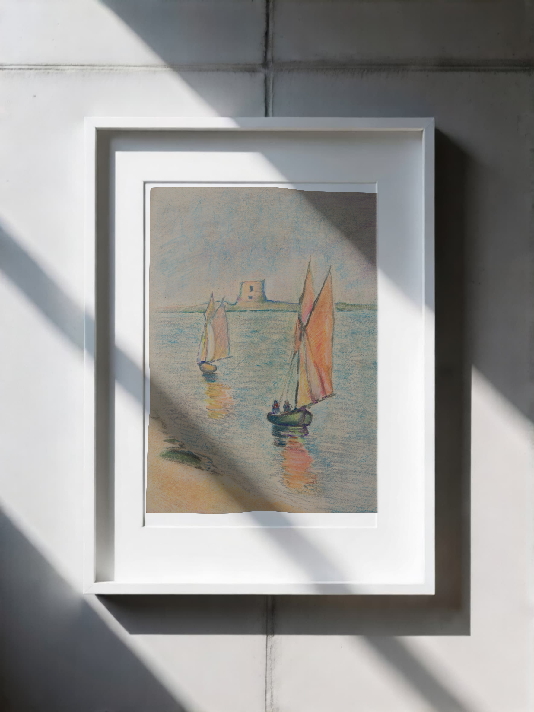 "Tableau voiliers et tour maritime - peinture nautique bateaux mer"