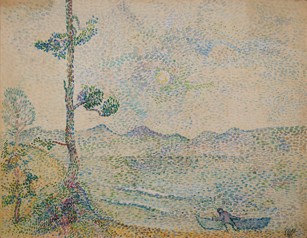 Tableau matin côte maritime lumière - peinture paysage marin lever soleil