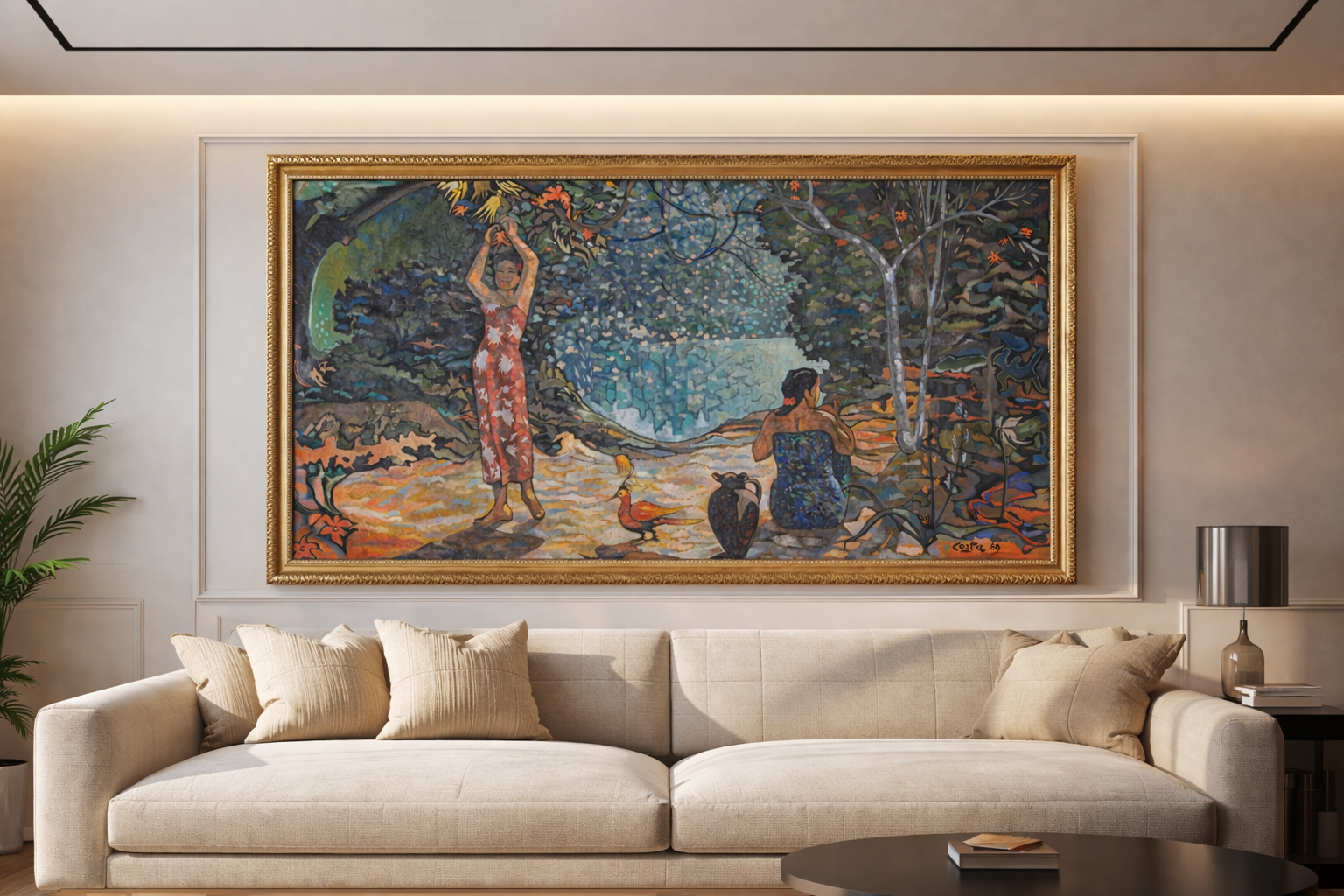 Tableau Tahiti paysage polynésien exotique - peinture art des îles tropicales