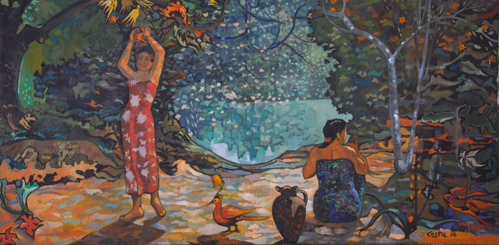 Tableau Tahiti paysage polynésien exotique - peinture art des îles tropicales
