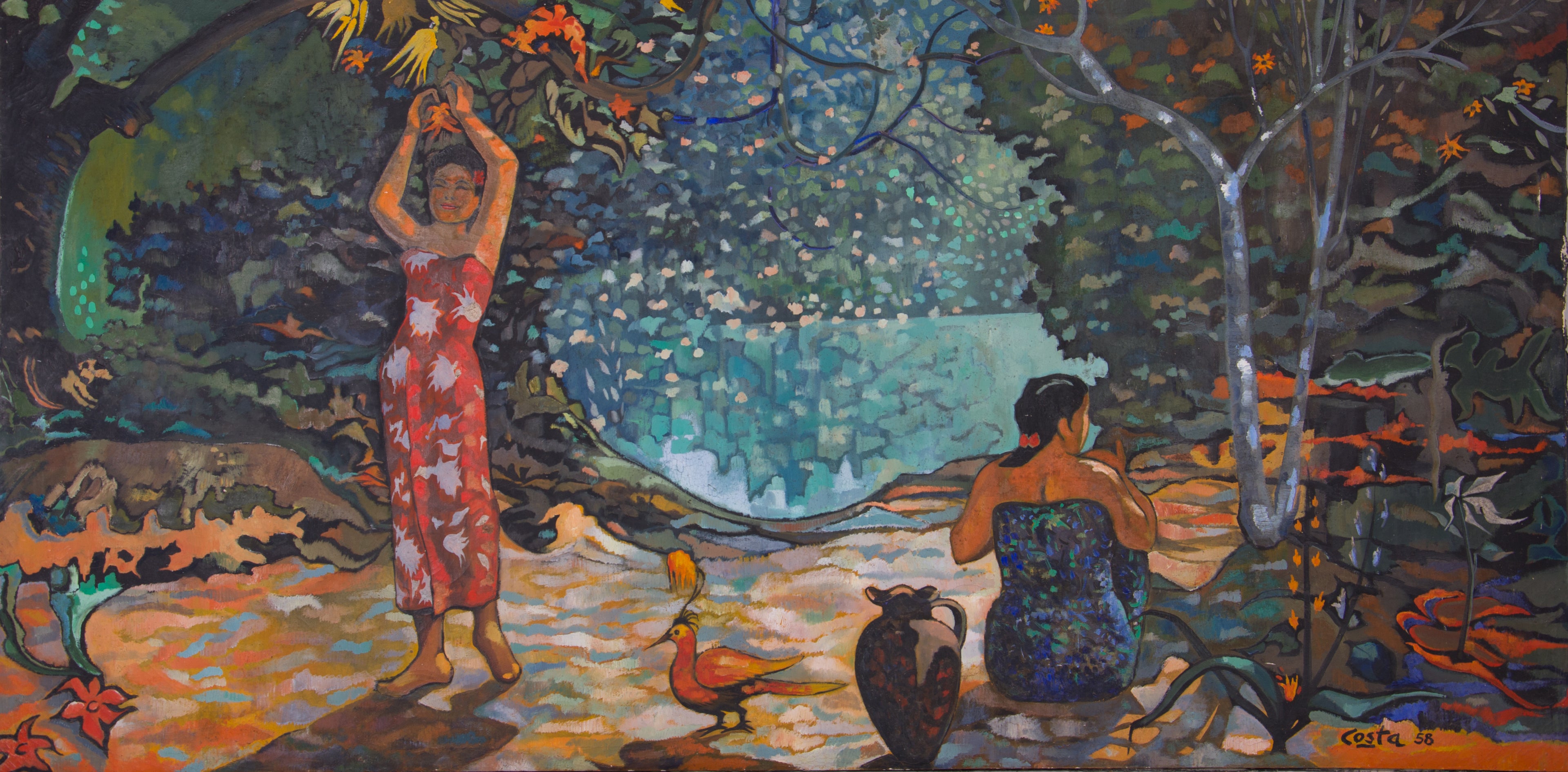 Tableau Tahiti paysage polynésien exotique - peinture art des îles tropicales