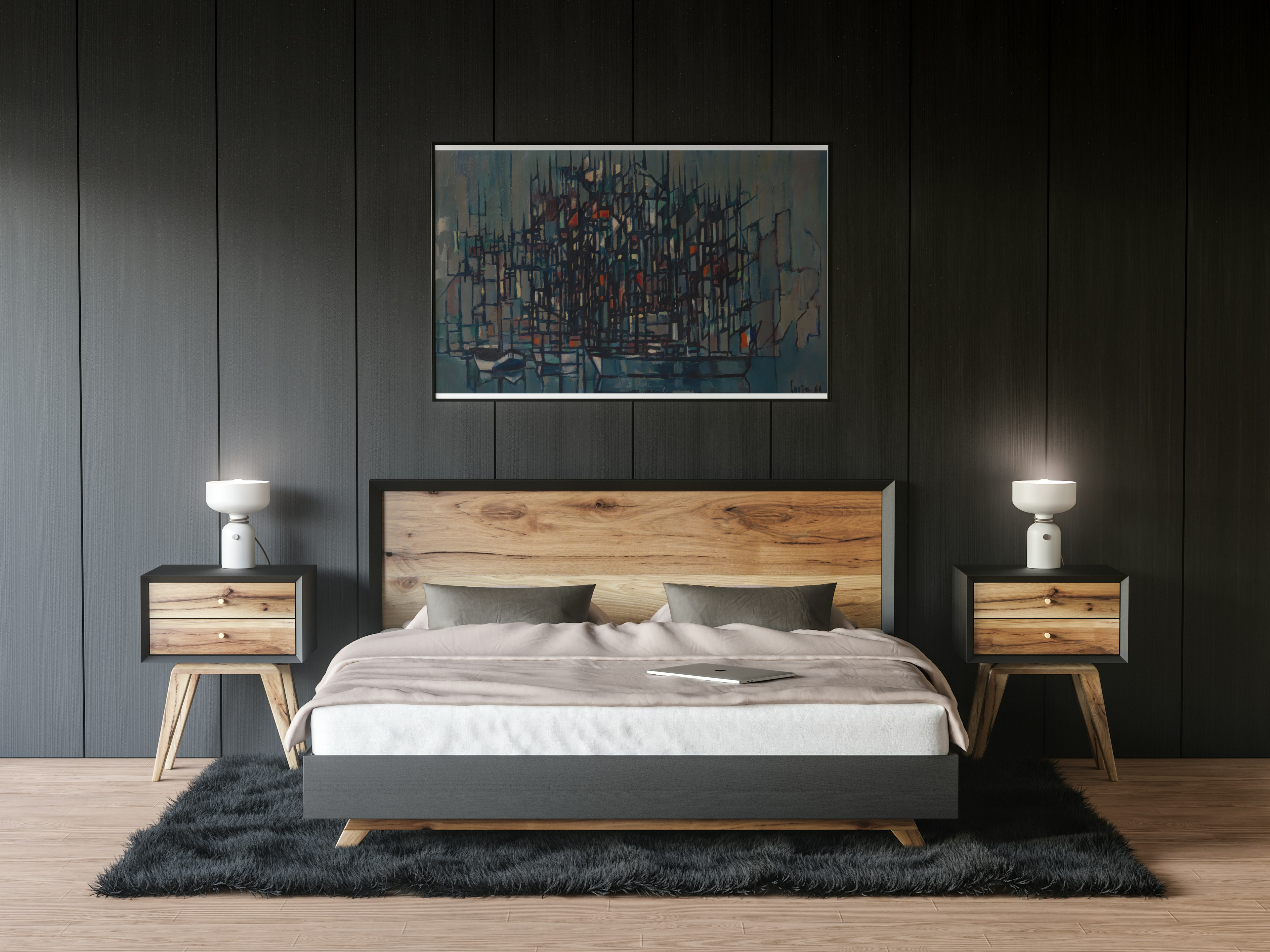 Tableau port maritime en mouvement - peinture scène portuaire bateaux